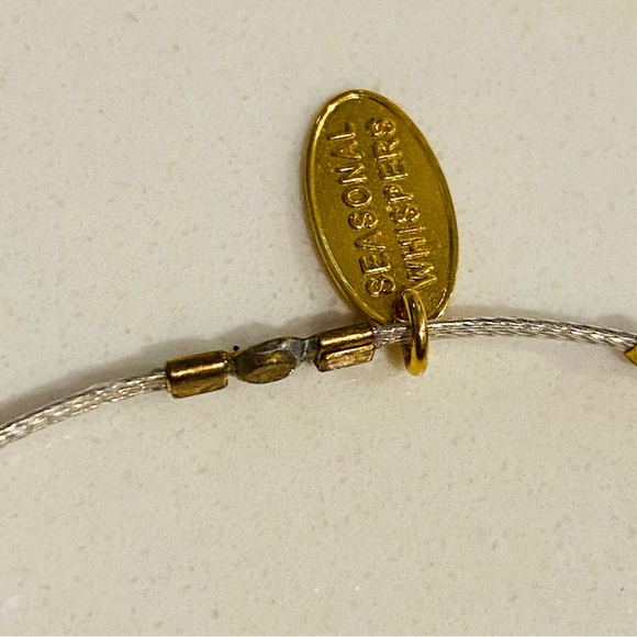 Seasonal Whispers Beautiful Gold/Silver Bezel CZ Wire Cable Bangle Bracelet - Picture 4 of 5